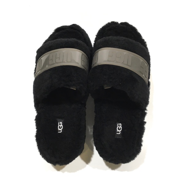 UGG FLUFFITA CLEAR FLUFF SLIDE PLATFORM SANDALS -BLACK -WOMEN’S US 10 -NEW - Picture 6 of 8